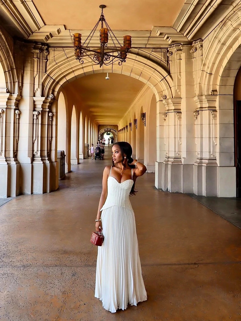 Fashion Nova Daniella Lace Corset Pleated Maxi Dress